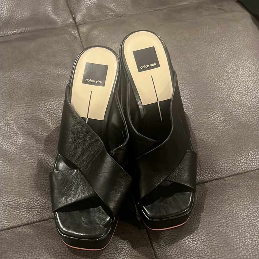 Dolce Vita Black Mules with Criss-Cross Design